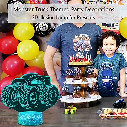 3D-s Illúzió Fény Lámpák Esti Fények Gyerek Szoba - Monster Trucks a Fiúk - Parti Téma sírásó Monster Truck Autó Dekoráció