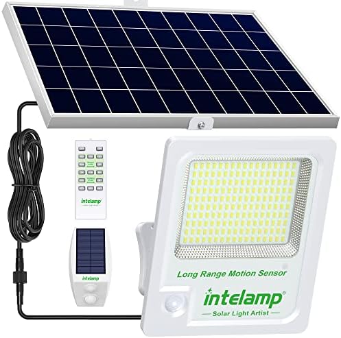 intelamp Solar Kültéri Lámpa, Napelemes Mozgásérzékelő Árvíz Biztonsági Világítás Távirányítóval Működő Kültéri Fali Lámpa