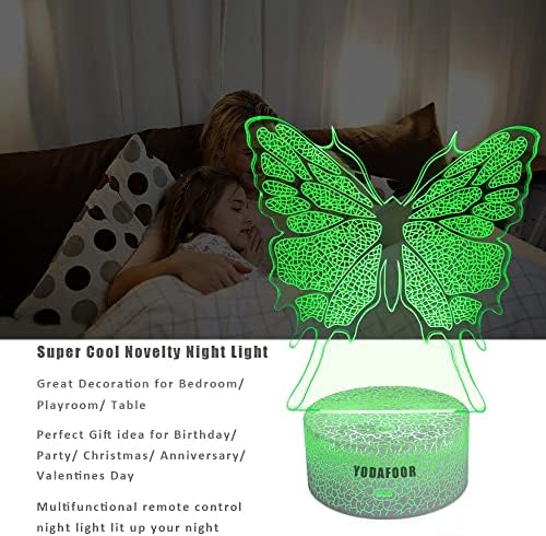 YODAFOOR Gyerekek Pillangó 3D Éjjeli Lámpa Éjjeli Lámpa 16 Színek Módosítása a Távirányító Pillangó Karácsonyi Ajándékokat