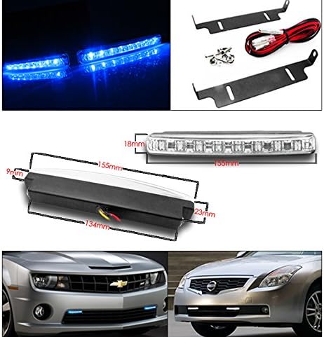 ZMAUTOPARTS Halo-Vetítő Fényszórók Fekete w/6 Kék LED DRL Kompatibilis a 2007-13-as Toyota Tundra / 2008-17 Sequoia