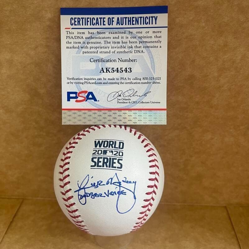Rick Hétfő Dodger Hang Aláírt Auto 2020-As World Series Baseball Psa Ak54543 - Dedikált Baseball