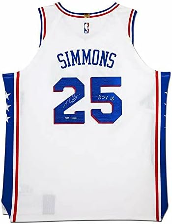Ben Simmons Dedikált Mez Eredeti Nike Fehér ROY 18 76ers /125 uda vagy - Dedikált NBA Mezek