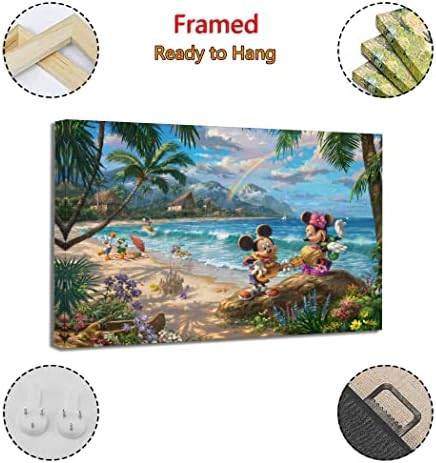 FUZ Mickeys & Minnie Barátok Hawaii Poszter Díszítő Festés Vászon Wall Art Nappali Plakátok Hálószoba Festés 12x18inch(30x45cm)