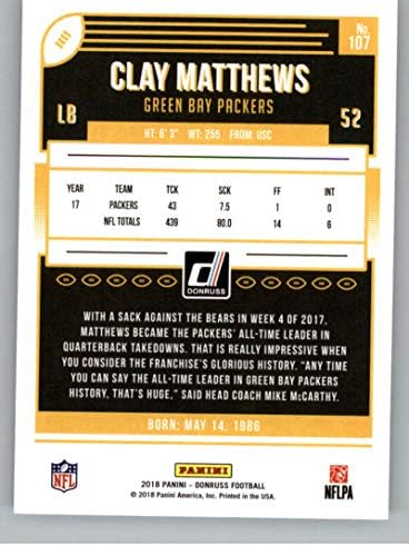 2018 Donruss Foci 107 Clay Matthews Green Bay Packers Hivatalos NFL Trading Card