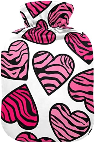 Meleg Víz Üveg fedéllel Zebra Pink Szív Forró Víz Táska a Fájdalom, Menstruációs Görcsök, Fűtés Üveg 2 Literes