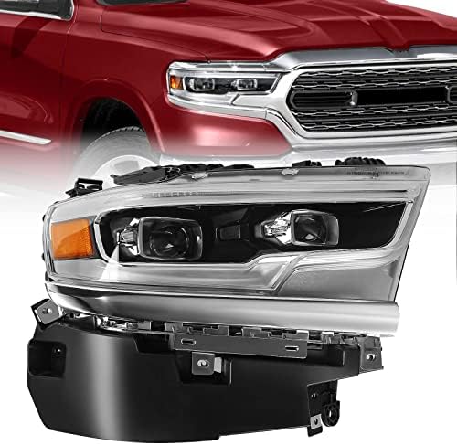FIONE a Dodge Ram 1500 LED Fényszóró Szerelvény 2019 2020 2021 2022 Fekete Fedél Kondenzor Lencse OE Stílus Fényszóró Szerelvények