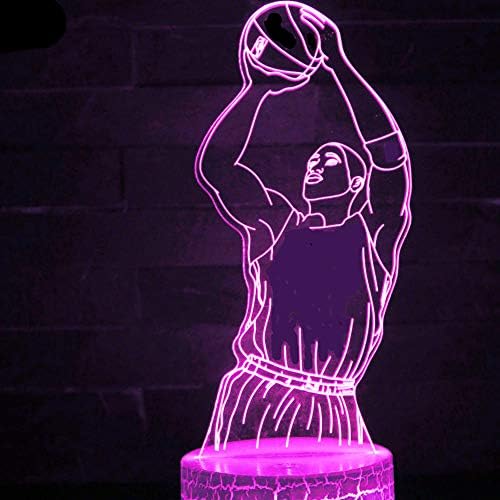 Jinnwell 3D-s Kosárlabda-Dunk Éjszakai Fény Lámpa Illúzió Led 7 Színű Megváltoztatása Érintse meg a Kapcsoló Táblázat Pult