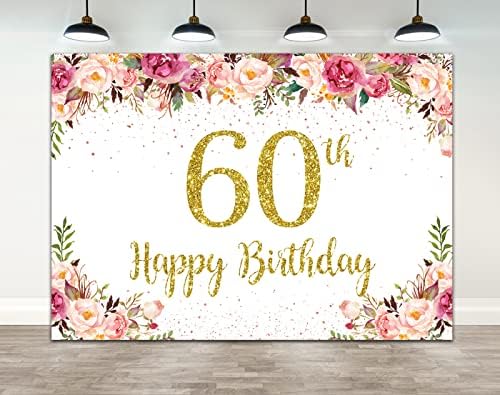 Ticuenicoa 7×5ft 60-ik Születésnapját Hátteret a Nők Rózsaszín Virág Arany Pontok Fotózás Háttér, Virágos Felnőttek Party