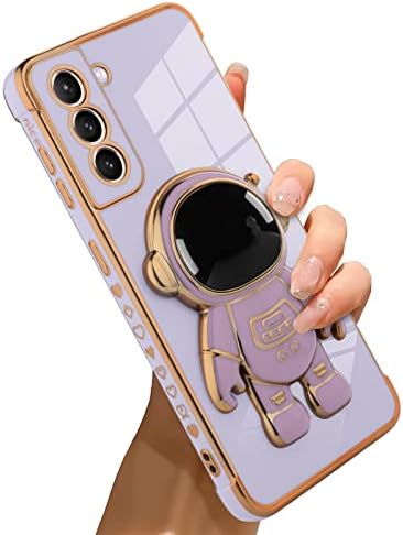 Bonoma Samsung Galaxy S21 Esetben Űrhajós Galvanizáló Electroplate Luxus Elegáns Esetben Kamera Védő Kitámasztó Ütésálló