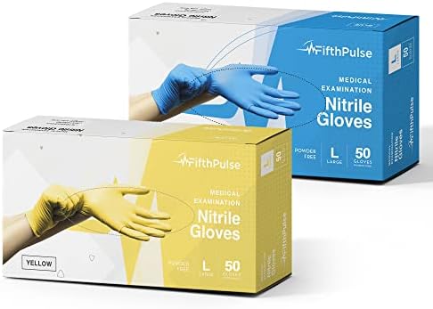Sárga & Kék Nitril Kesztyű, Egyszer Használatos - Nagy 50 Csomag