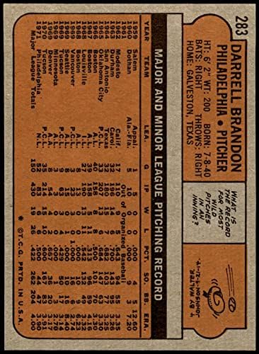 1972 Topps 283 Darrell Brandon Philadelphia Phillies (Baseball Kártya) NM/MT+ Phillies