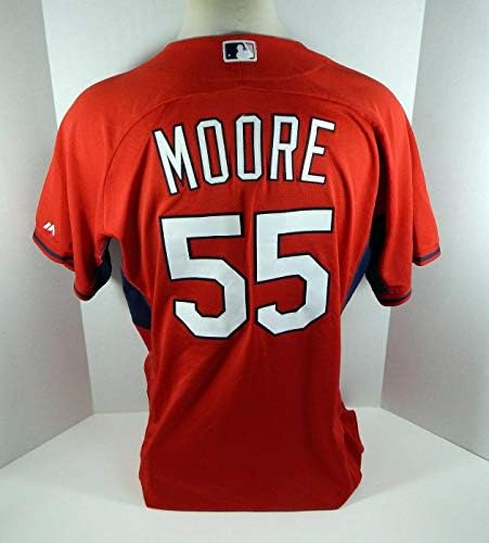 2015 St. Louis Cardinals Scott Moore 55 Játékban Használt Piros Mez ST BP HZ399477 - Játék Használt MLB Mezek