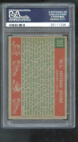 1959 Topps 317 N. L. Üti Királyok Willie Mays Richie Ashburn PSA 3.5 Osztályozott Kártya - Baseball Asztalon Kezdő Lapot