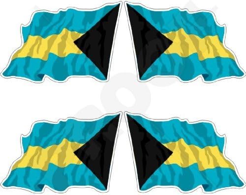 BAHAMA-szigetek Bahamai Nemzetközösség Hullámzó Zászló 2 (50 mm) Vinil-Lökhárító Matrica, Matricák x4