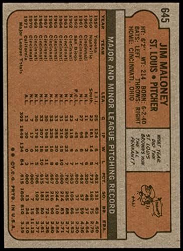 1972 Topps 645 Jim Maloney St. Louis Cardinals (Baseball Kártya) NM Bíborosok
