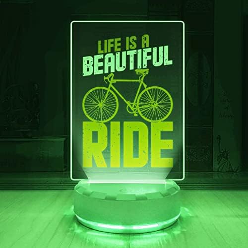 Az élet Egy Gyönyörű Út asztali LED Lámpa, Kerékpár, Fényerő Állítható Multi-Színes Éjszakai Fény, LED, Akril Lámpa, Mancave