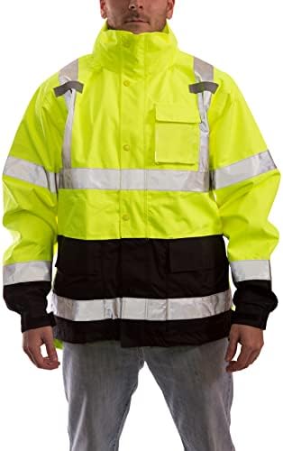 Tingley Ikon J24122 Magas Láthatósági Kabát A Csatolt Hood, Közepes, Fluoreszkáló Sárga-Zöld/Fekete