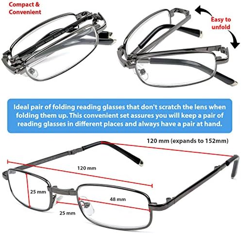 Olvasó Szemüveg Készlet 2 Divat Összecsukható Olvasók Bőr Esetekben Szemüveg olvasásra a Férfiak, mind a Nők