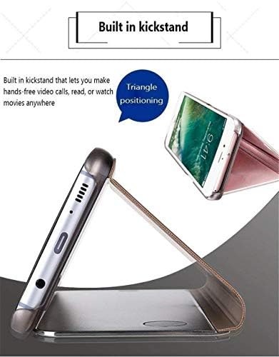 GYHOYA Kompatibilis a Samsung Galaxy S21 Esetben a Kitámasztó Bőr Tisztán Smink Tükör, Design Csillogó Luxus Ütésálló Védő