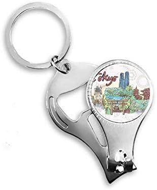 Kézzel Festett Japán Város Udvaron Tokió Köröm Zimankó Gyűrű Kulcstartó Sörnyitó Clipper