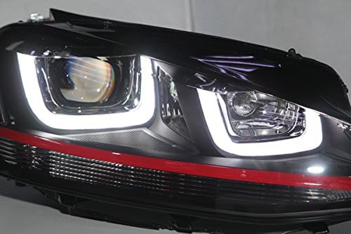 Általános VW Golf 7 MK7 LED U stílusú angel eyes fényszórók Piros vonal 2013-2015 évi LD