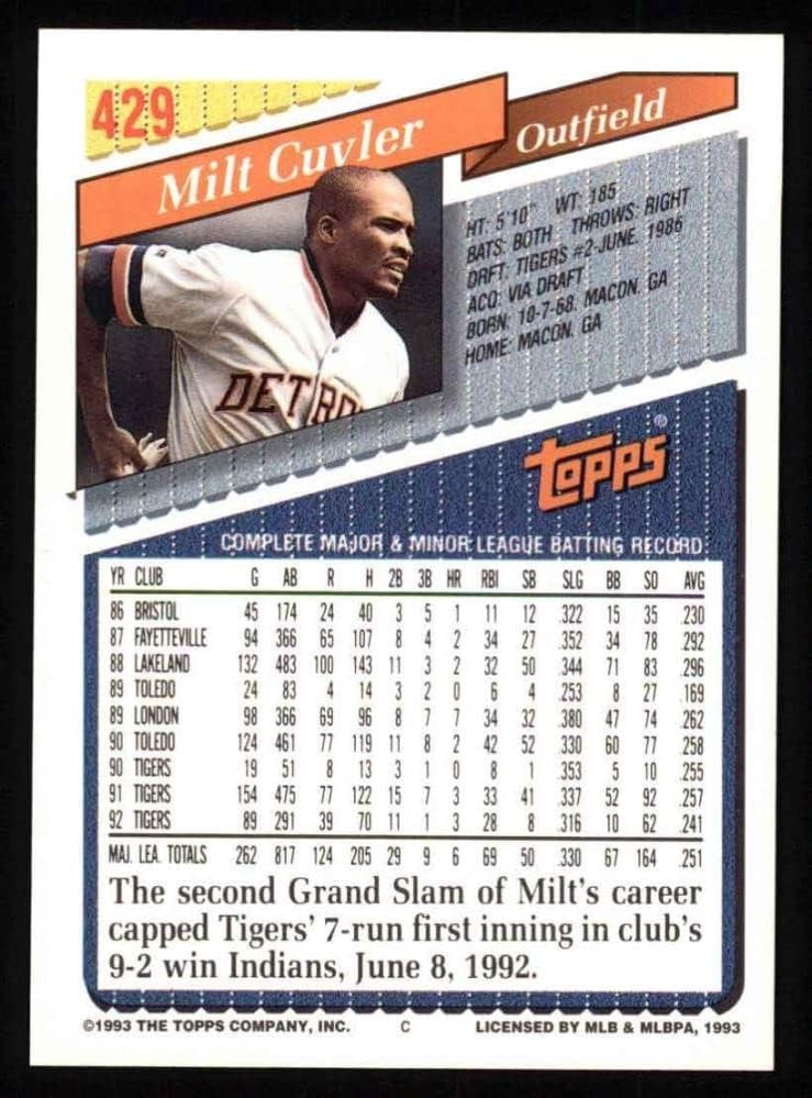 1993 Topps 429 Milt Cuyler Detroit Tigers (Baseball Kártya) NM/MT Tigrisek