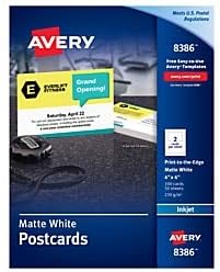Avery-Tintasugaras Nyomtatás-A-Edge Képeslapok, 4 x 6, a Fehér Doboz 100