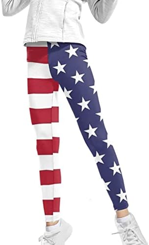 Wanyint Amerikai Zászló Nyomtatás Lány Leggings Kék Vörös Csillag Csík Sportos Nadrág Futás, Jóga, Tánc Gyerekeknek, Fitness