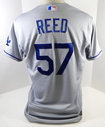 2021 Los Angeles Dodgers Jake Reed 57 Játék Kiadott Szürke Jersey 2 & 20 Patch 6 - Játék Használt MLB Mezek