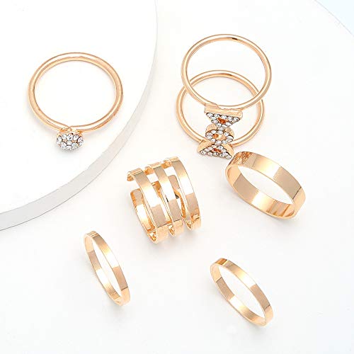 Glibrillody Arany Bling Kristály Csülök Gyűrű Beállítása a Nők, Lányok Közös Ujj Gyűrű Készlet