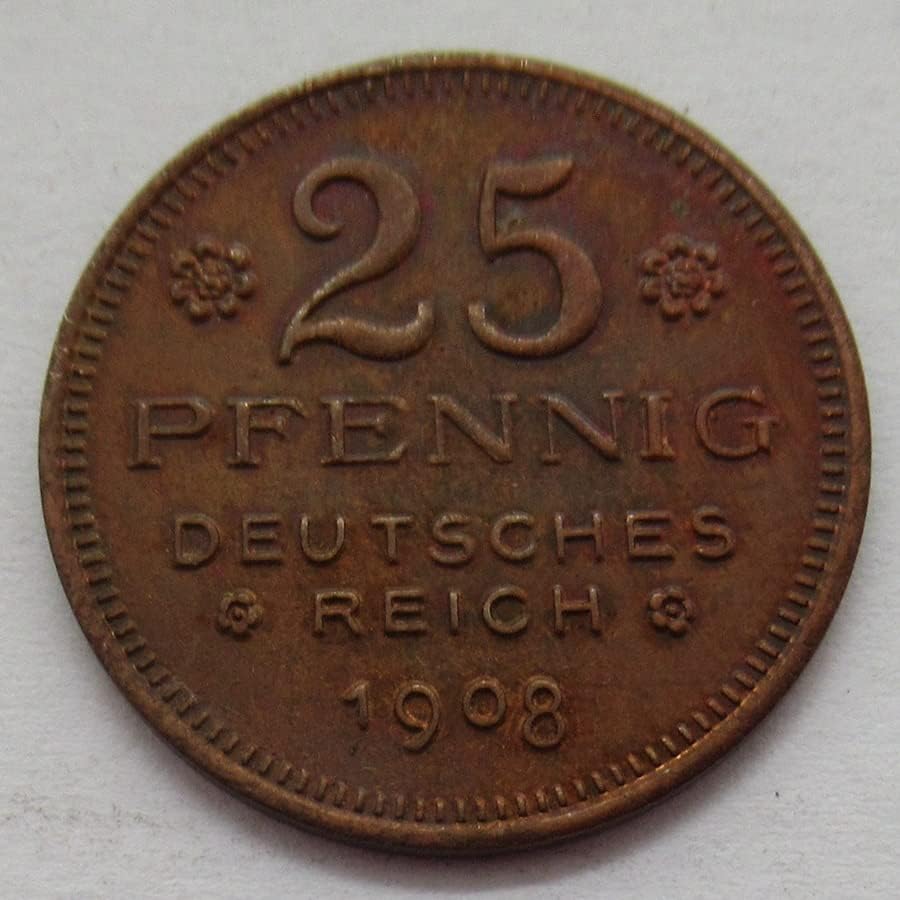 Német 25 Pfennig 1908 Külföldi Replika Réz Emlékérme