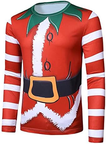 XXBR Karácsonyi T-shirt Mens, 3D Vicces Karácsonyi Mikulás Nyomtatás Úriember Nyakkendő Party Jelmezek Hétköznapi Sleeve