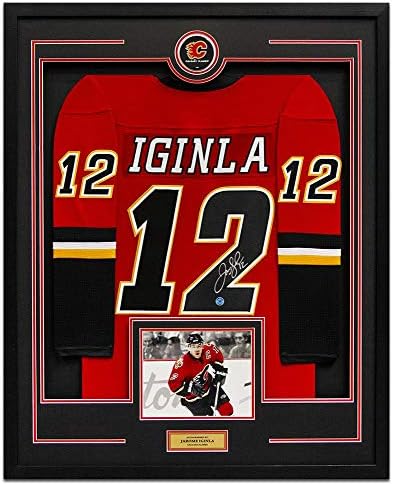 Jarome Iginla Aláírt Calgary Flames 36x44 Jersey Keret - Dedikált NHL-Mezek