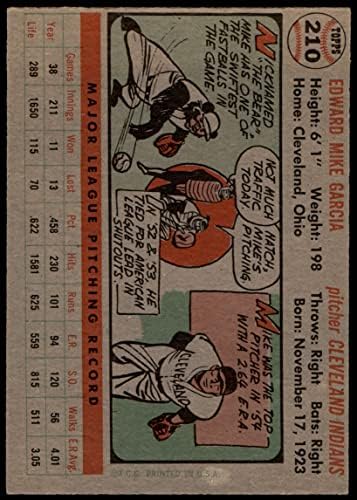 1956 Topps 210 Mike Garcia Cleveland indians (Baseball Kártya) VG Indiánok