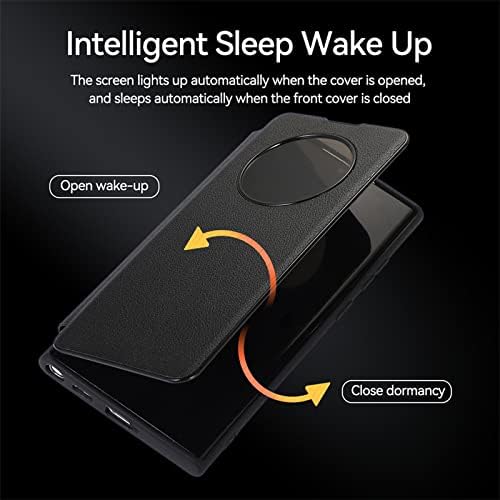 YAGELANG tok Samsung Galaxy S23 Ultra, Okos Sleep/Wake Up Funkció Nézet Ablak Prémium Bőr Flip Cover-Kártya Slot Kitámasztó